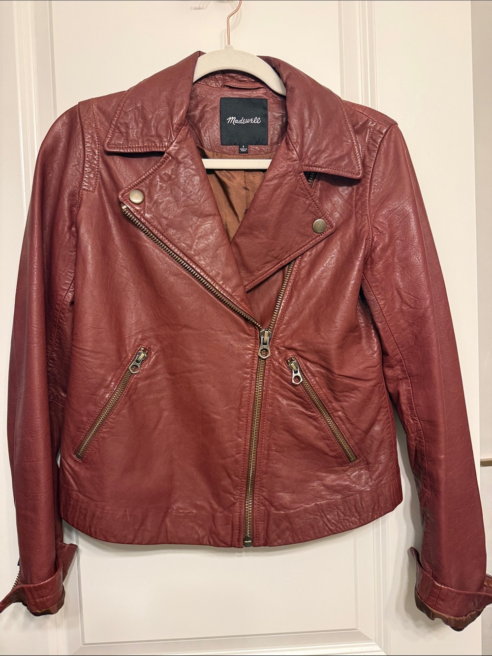 Madewell Women's Rust Red Leather Moto Jacket